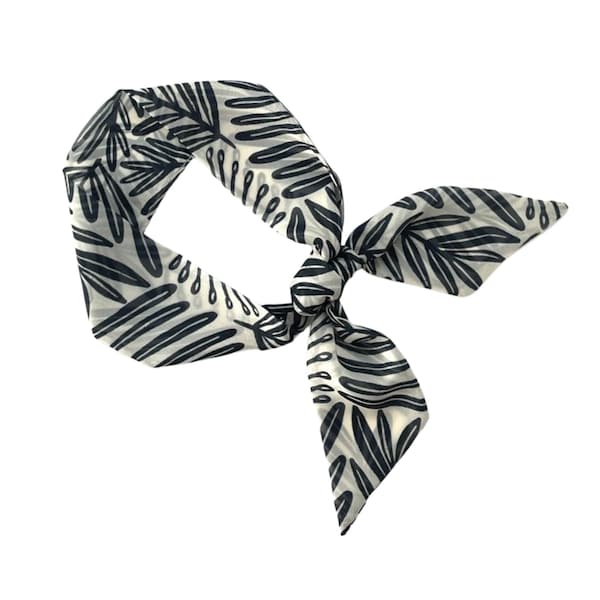 Short hair scarf. Fabric hair tie for ponytail, messy bun, braid, top knot or handbag.Thin, small, skinny neck scarf for women.Ready to Ship