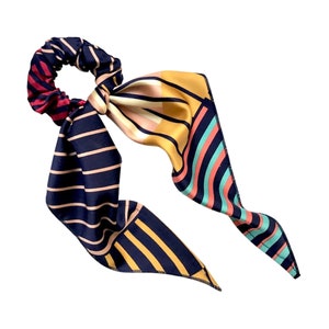 Stylish Silk Hair Scarf Scrunchie with Tail, Under 20 Dollars, Ready to Ship