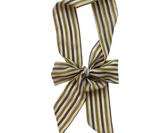 Striped Skinny Scarf for Multiple Uses: Head Wrap, Hairband, Neck Tie, Belt Sash. Ready to Ship
