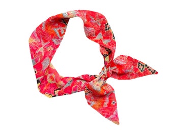 Small Narrow Scarf for Ponytail, Bun, Top Knot or Handbag. Lightweight Chiffon Hair Tie. Ready to Ship