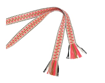 Bohemian Woven Wrap Sash Belt: Multicolor Adjustable Skinny Tie with Fringe for Women and Teens - Ready to Ship