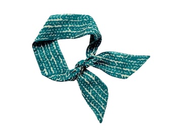 Short hair scarf. Fabric hair tie for ponytail, bun, braid, neck or handbag. Narrow, skinny neck scarf for women. Ready to Ship