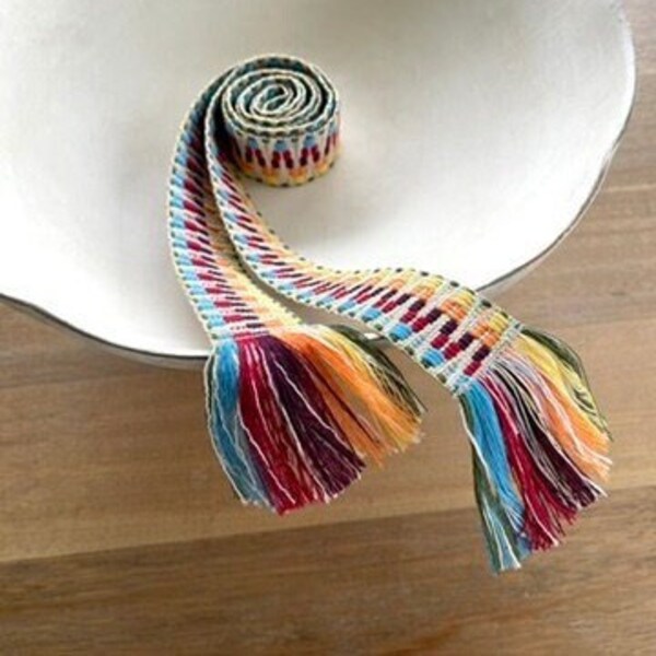 Woven wrap sash belt for women, teen or tween. Adjustable skinny tie belt with fringe in multi-color. Ready To Ship