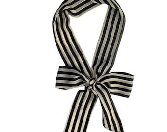 Striped Skinny Scarf for Multiple Uses: Head Wrap, Hairband, Neck Tie, Belt Sash. Ready to Ship