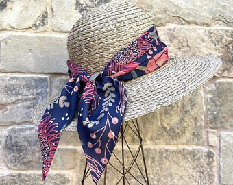Ladies wide neck tie scarf. Use also as hair wrap, floppy hat scarf or belt sash. Lightweight chiffon for women, teen or tween.Ready to Ship
