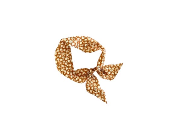 Ditzy floral short hair scarf. Fabric hair tie for ponytail, bun, top knot or handbag, Thin, small, skinny women's neck scarf. Ready to Ship