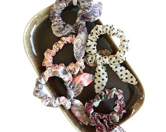 Petite bunny ear hair scrunchie scarf for ponytail, bun or braid. Rabbit ear scunchy for adults, teens or girls.Ready to Ship