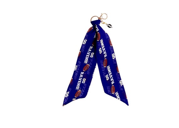Baltimore Ravens Football Scarf Keychain with Charm - Fan Gift, Tailgate Accessory, NFL Team Merchandise