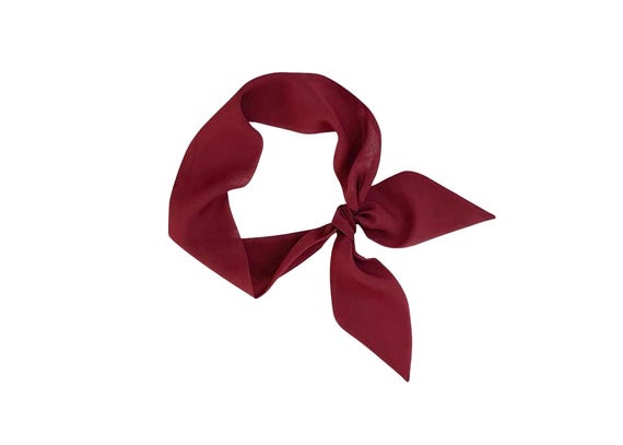 Brick Red short hair scarf. Fabric head tie for ponytail, bun, braid or handbag. Thin, small, skinny woman's neck scarf.