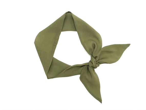 Olive Green Skinny Scarf for Hair, Neck, or Handbag - Versatile Fabric Tie for Women - Ready to Ship