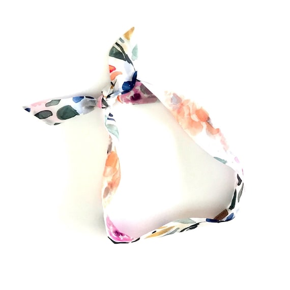 Head scarf for women. Floral hair scarf for ponytail, braid or bun. Thin, small, mini hair tie scarf. Cute fashion accent, Ready to Ship