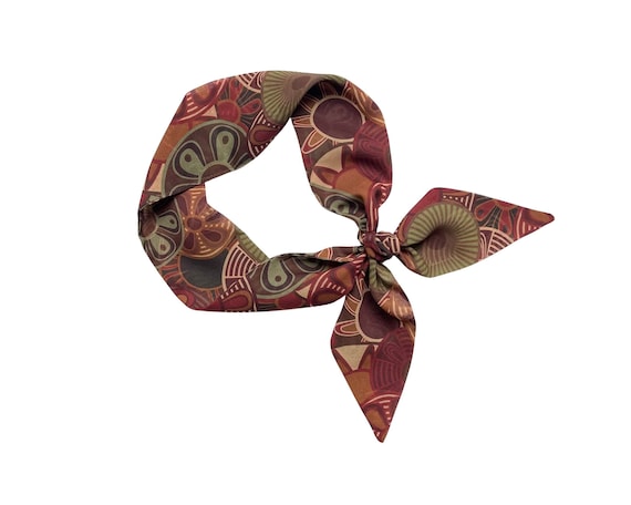 Short hair scarf. Fabric hair tie for ponytail, messy bun, top knot or handbag. Small skinny neck scarf for women.  Ready to Ship