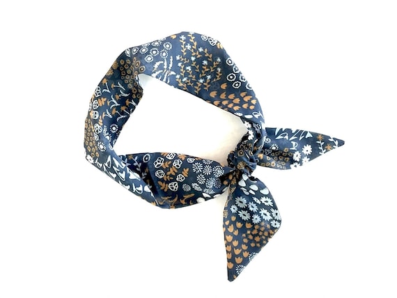 Short Hair Scarf. Fabric Hair Tie for Ponytail, Messy Bun, Braid or Handbag. Thin, Small, Skinny Women's Neck Scarf. Ready to Ship