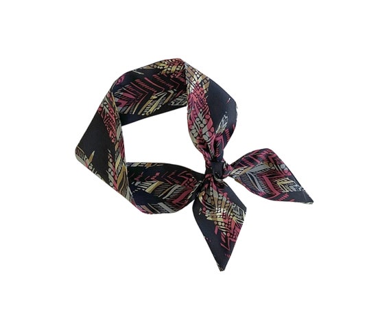 Short hair scarf. Fabric hair tie for ponytail, messy bun, braid or handbag. Thin, small, skinny neck scarf for women. Ready to Ship