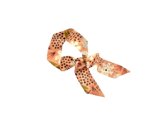 Floral Long Hair Scarf - Fabric Tie for Ponytail, Bun, Top Knot, Neck Wrap - Skinny Women's Headband