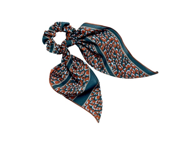 Hair Scarf Scrunchie with Tail - Modern Animal Print Ponytail Accent for Women