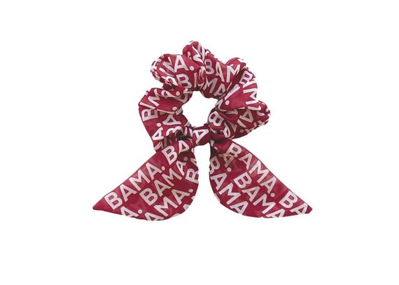 Alabama Crimson Tide Bunny Ear Scrunchie: Versatile Hair Accessory for Fans, Students & Alumni - Ready to Ship