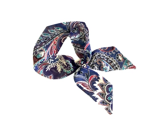 Short hair scarf. Fabric hair tie for ponytail, messy bun, top knot or handbag. Thin, small, skinny women's neck scarf. Ready to Ship