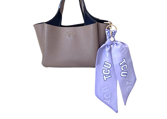 Texas Christian University Scarf Keychain with "T" Charm - TCU Fan Gift for Students, Alumni & Horned Toad Supporters - Ready to Ship