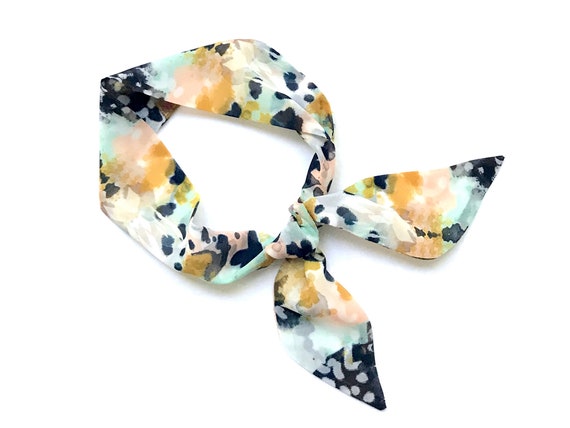 Short Skinny Neck Scarf Ponytail Hair Head Wrap Scarf Top Etsy