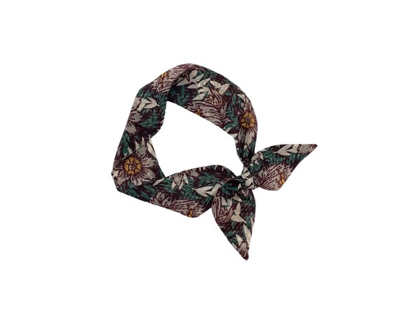 Versatile Floral Hair Scarf: Elegant Accessory for Ponytails, Buns, Handbags & Neck Wear - Ready to Ship