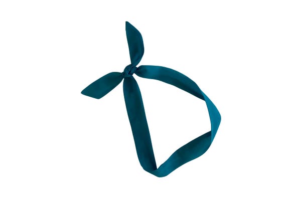 Extra Narrow Hair Scarf Women. Teal Green Bow for Ponytail, Braid, Bun or Handbag.  Three Widths