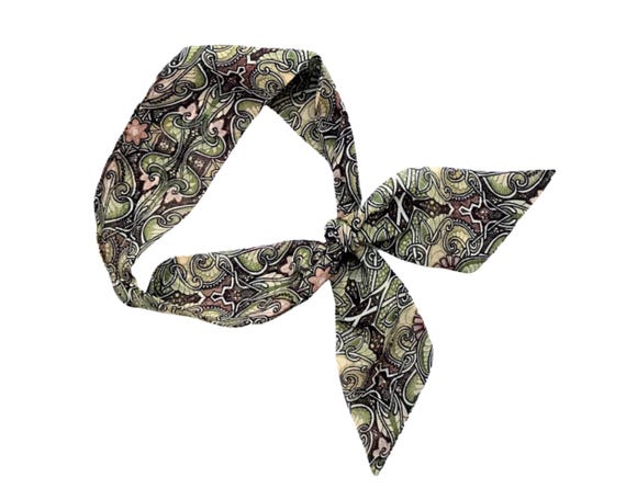 Short hair scarf. Fabric hair tie for ponytail, bun, braid, top knot or handbag. Thin, small, skinny neck scarf for women. Ready to Ship