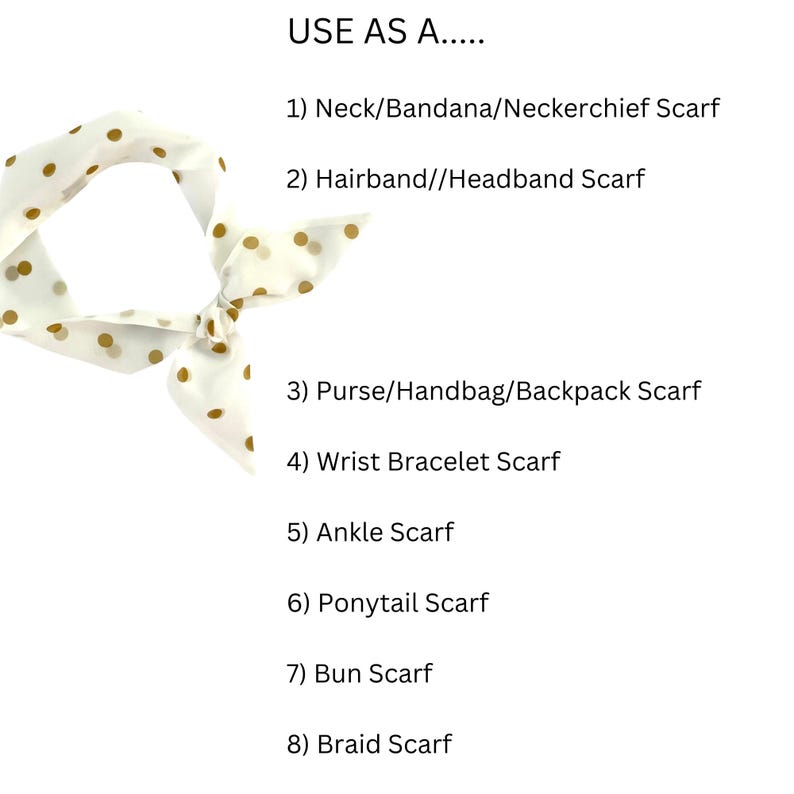 Short hair scarf. Fabric hair tie for ponytail, bun, braid or handbag. Thin, small, skinny neck scarf for women. Ready to Ship image 3