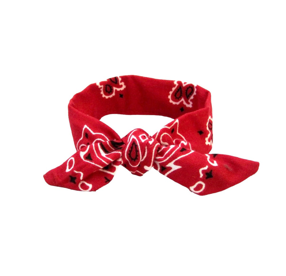 Red Bandana Wire Hair Tie. Mini Dolly Bow for Bun or Ponytail. - Etsy