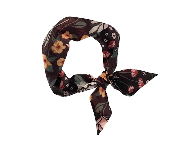 Skinny fabric hair tie for women, small neck scarf, ponytail, bun, braid, handbag accessory - Ready To Ship