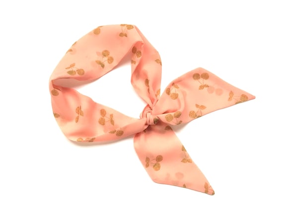 Short Hair Scarf: Cherry Berry Print for Ponytail, Bun, Braid, Neck Wrap, Handbag Accessory - Ready to Ship