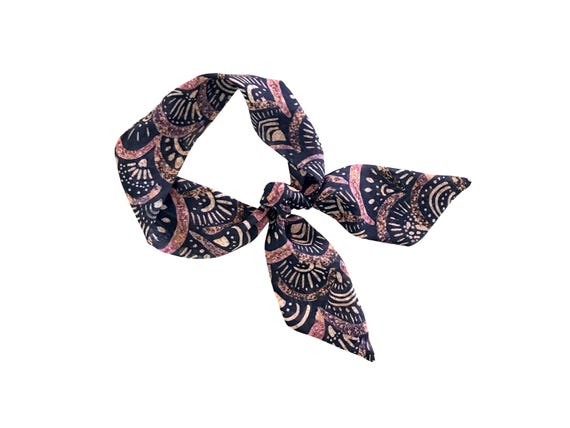 Short Fabric Hair Tie for Ponytail, Braid, or Handbag - Thin Neck Scarf for Women - Ready to Ship