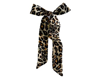 Leopard Print Chiffon Hair Scarf: Versatile Accessory for Ponytail, Braid, Bun, Headband, or Neck Tie - Ready to Ship
