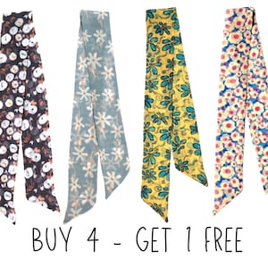 Short Hair Scarves. Fabric Hair Ties for Ponytail, Bun, Neck or Handbag. Narrow, Small, Skinny Neck Scarf for Women. Ready to Ship