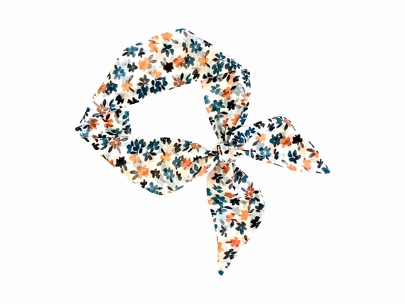 Short hair scarf. Fabric hair tie for ponytail, messy bun, braid, top knot or handbag. Small, skinny women's neck scarf. Ready to Ship