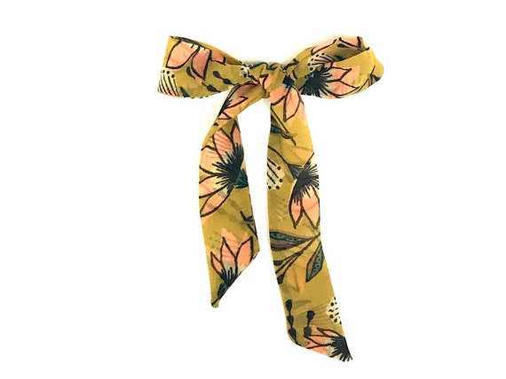 Chic Floral Hawaiian Print Skinny Fabric Hair Tie for Ponytail, Braid, Bun - Under 20 Dollars - Ready to Ship