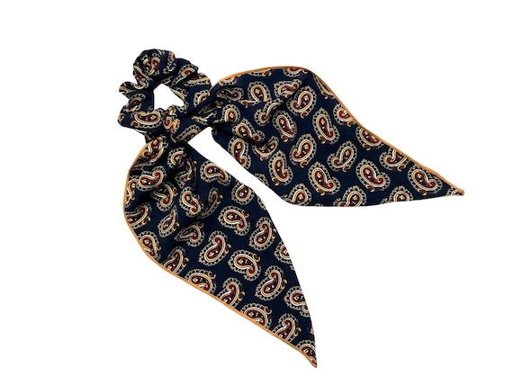 Silk Hair Scarf Scrunchie with Long Tail - Modern Ponytail Bun Holder for Women Ladies Fashion Accessory Ready to Ship