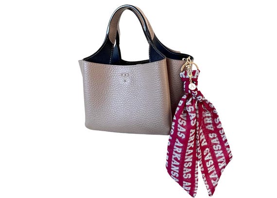 Arkansas Razorbacks Scarf Keychain with 'A' Charm - ARK Fan Gift for Students, Alumni & Hogs of Ark Supporters - Ready to Ship