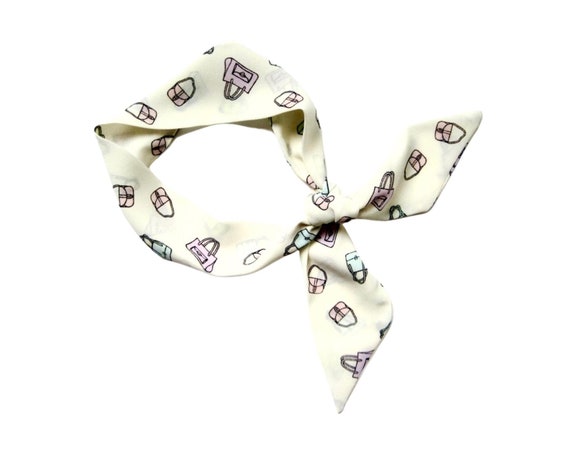 Short hair scarf. Fabric hair tie for ponytail, bun, braid, top knot or handbag. Narrow, skinny women's neck scarf. Ready to Ship