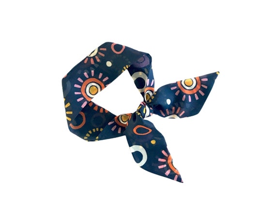 Versatile Fabric Hair Tie: Ponytail, Bun, Neck Scarf, Handbag Accessory - Skinny, Lightweight, Polka Dot - Ready to Ship