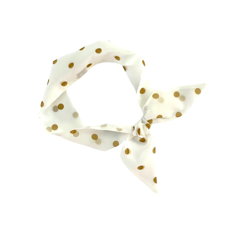Short hair scarf. Fabric hair tie for ponytail, bun, braid or handbag. Thin, small, skinny neck scarf for women. Ready to Ship image 1