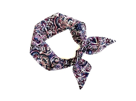 Skinny fabric hair tie scarf for ponytail, bun, braid or handbag, Women's neckerchief. Ready to Ship