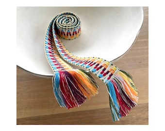 Colorful Woven Wrap Sash Belt with Fringe for Women, Teens - Adjustable Skinny Tie Hippie Fashion Accessory - Ready to Ship