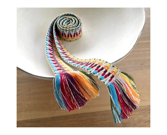 Colorful Woven Wrap Sash Belt with Fringe for Women, Teens - Adjustable Skinny Tie Hippie Fashion Accessory - Ready to Ship