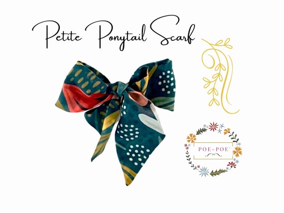 Short bow hair tie. Small fabric hair tie for ponytail, bun or handbag. Multicolor hair accessory. Ready to Ship
