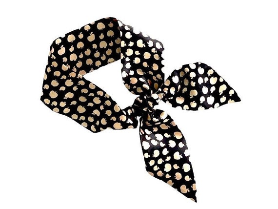 Silky short hair scarf. Fabric hair tie for ponytail, bun, braid or handbag. Thin, narrow skinny women's neck scarf. Ready to Ship