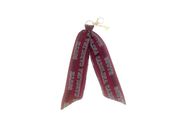 University of South Carolina Gamecocks Scarf Keychain including a Feisty Bird Charm. Gift for Fans, Students & Alumni - Ready to Ship