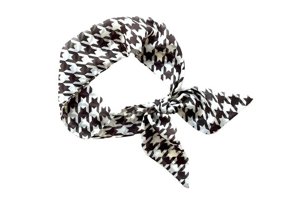 Versatile Houndstooth Neck Scarf: Stylish Accessory for Hair, Handbag, or Fashion Statement - Ready to Ship