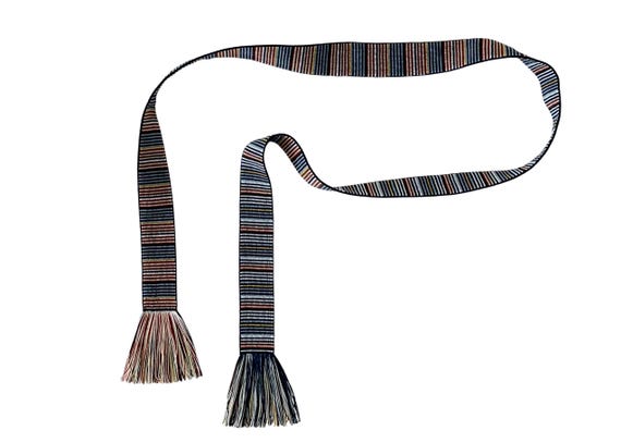 Woven Wrap Sash Belt with Fringe for Women, Teens - Adjustable Skinny Tie - Hippie Fashion Accessory