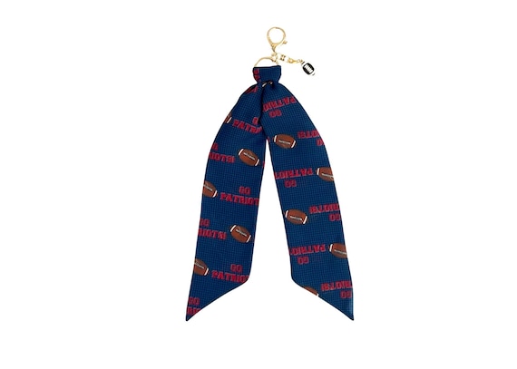 New England Patriots Football Scarf Keychain with Charm - Fan Gift, Tailgate Accessory, NFL Team Merchandise